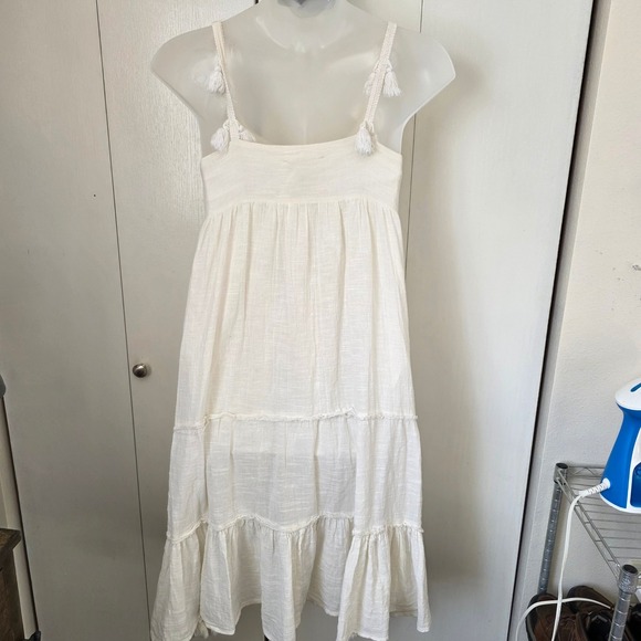 Z&L Made With Love Med White Cotton gauze Tassel Maxi Dress Boho Peasant Indie - Picture 6 of 13